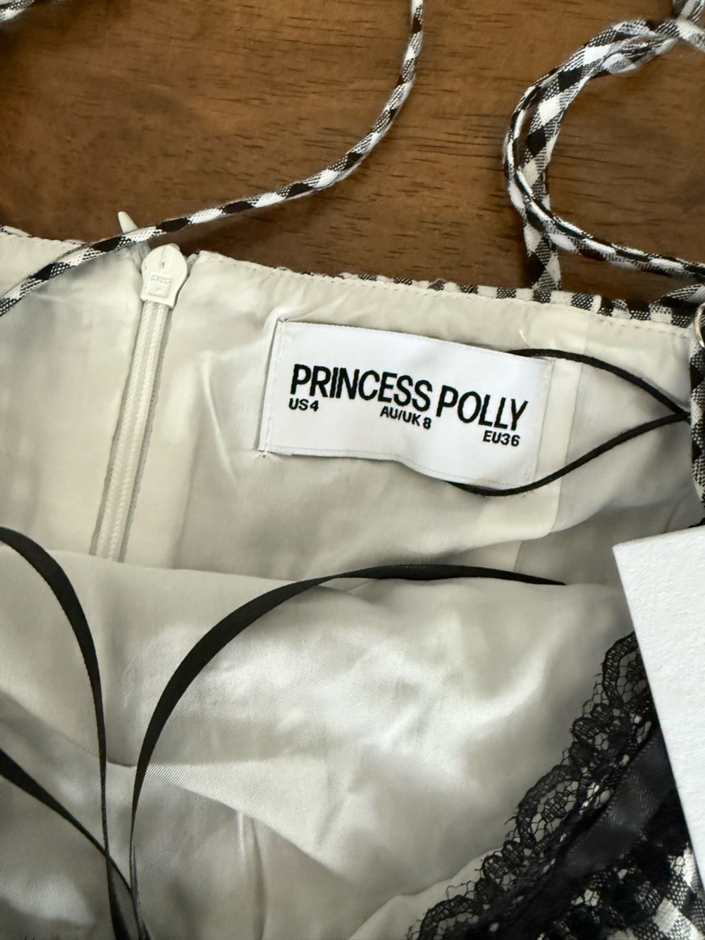 NWT Princess Polly lace trim halterneck romper in black & white gingham - Picture 15 of 16